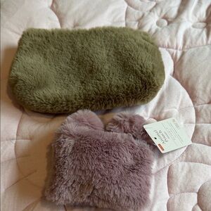 Cosmetic Pouches in Olive Green and Dusty Pink